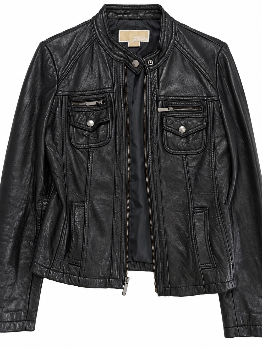 ♠️Michael Kors Women's Black Leather Moto Jacket M